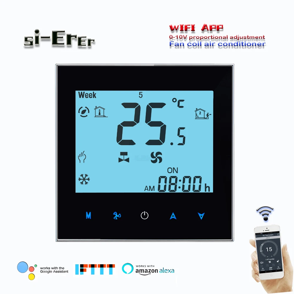 0-10V regulated output TUYA WIFI Thermostat Temperature Controller for heating and cooling,Works with Alexa Google Home