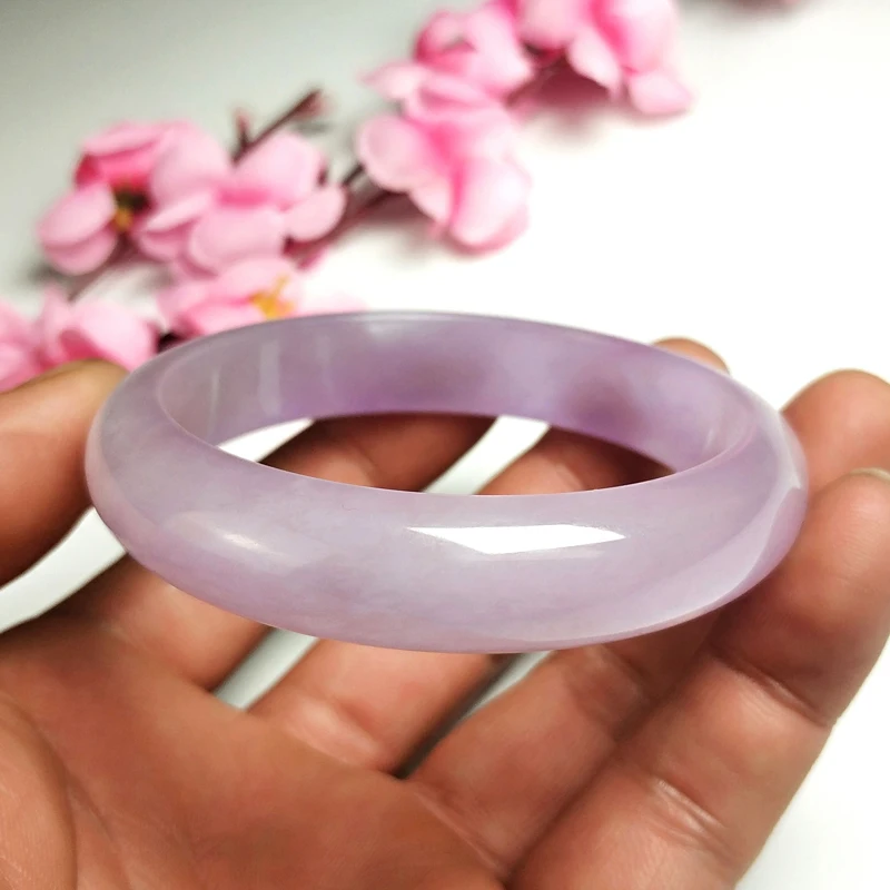 Send Certificate Natural Myanmar Jade A-Class Ice Bottom Violet Jade Bracelet Princess Female Friends Gift