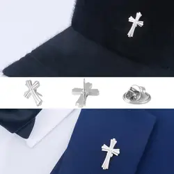 SAVOYSHI Fashion Silver Color Cross Men Lapel Pin Brooches Pins for Mens Coats Collar Pin Womens Hats Dress Bag Accessories