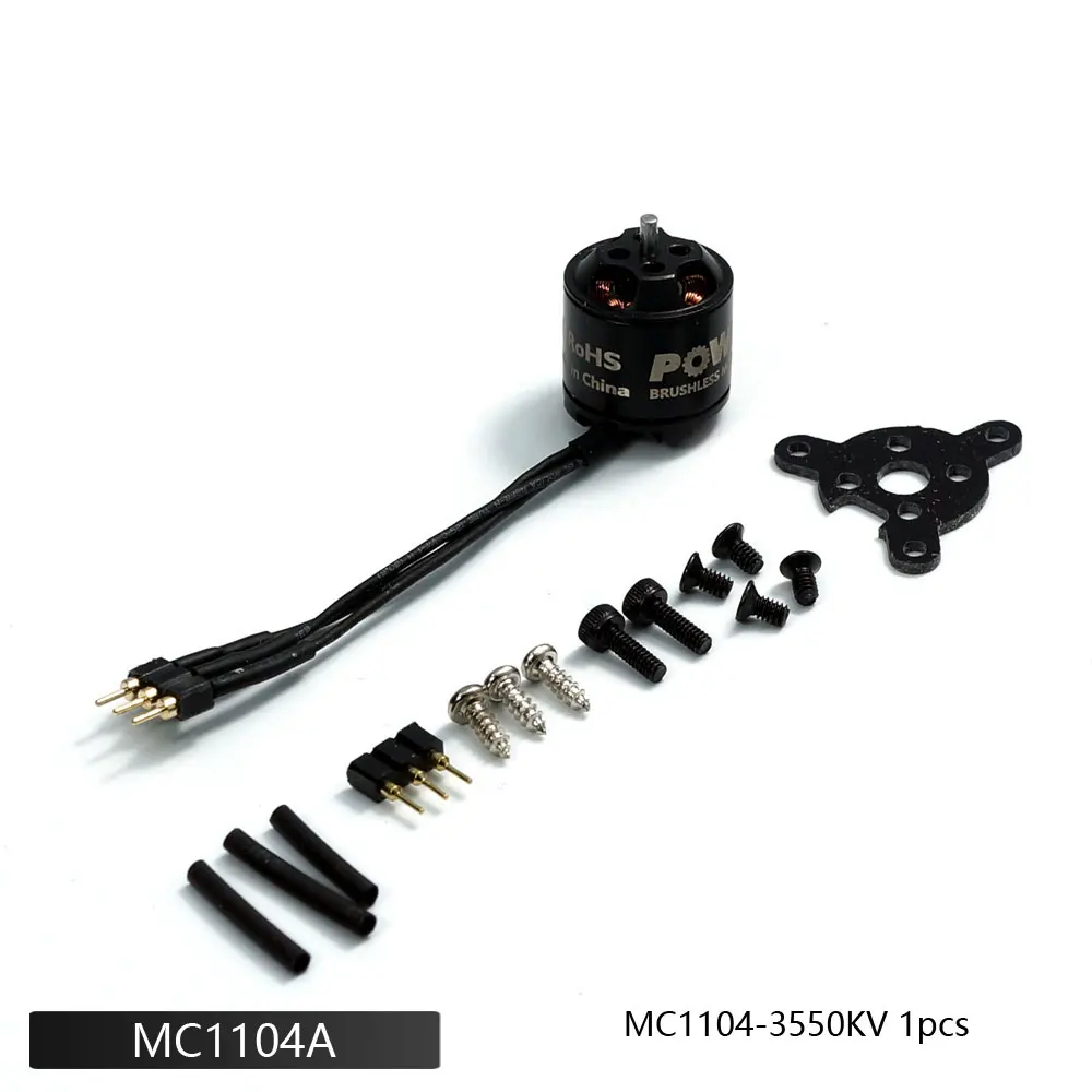 AEORC Mini Micro MC1104 3550KV Brushless Motor Supports 1S 5A/2S 5A, Compatible with 5030 Propeller for RC Fixed Wing Plane