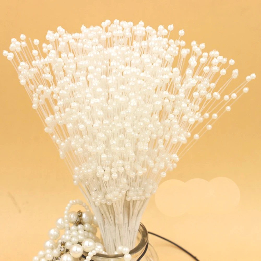 10pcs/Lot 3mm x 23cm Spurting White  red pink Golden Silver Pearl Sticks Decorate Wedding Bouquet Cakes Accessory