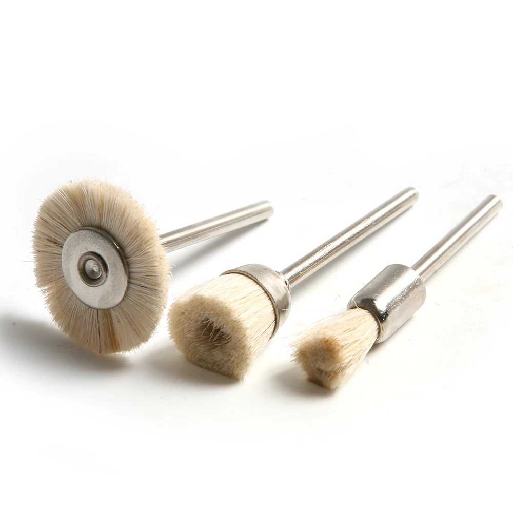 3pcs Wool Wheels Abrasive Brush set 3 Types 3mm Shank Buffing Polishing Dremel Rotary Tool Accessories