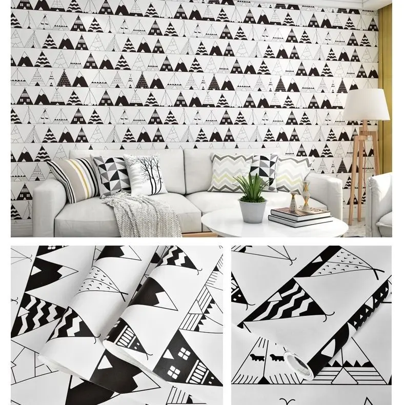 

ins style wallpaper living room TV background geometric pattern wall paper simple bedroom children's room wall papers home decor