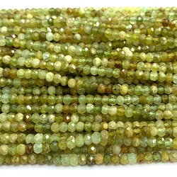 07385 Veemake Tsavorite Faceted Small Rondelle Beads Jewelry Natural Crystal Gemstones