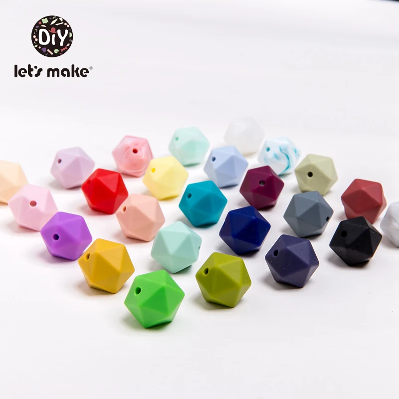 

Let's make Silicone Multi-faceted beads 50pcs 14mm Candy Color Beads Baby Safe DIY Can Chew Nursing Necklace Baby Teether