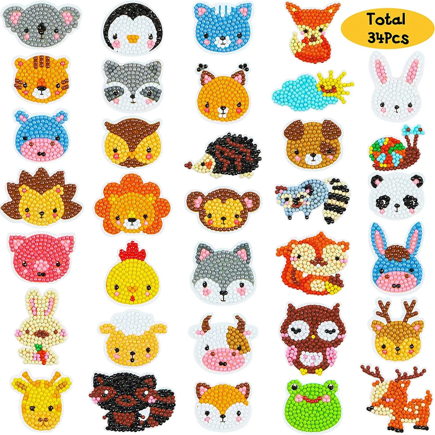 5D Diamond Painting Kits for Kids DIY Animals Diamond Painting Stickers Handmade Digital Diamond Arts Craft Mosaic Stick