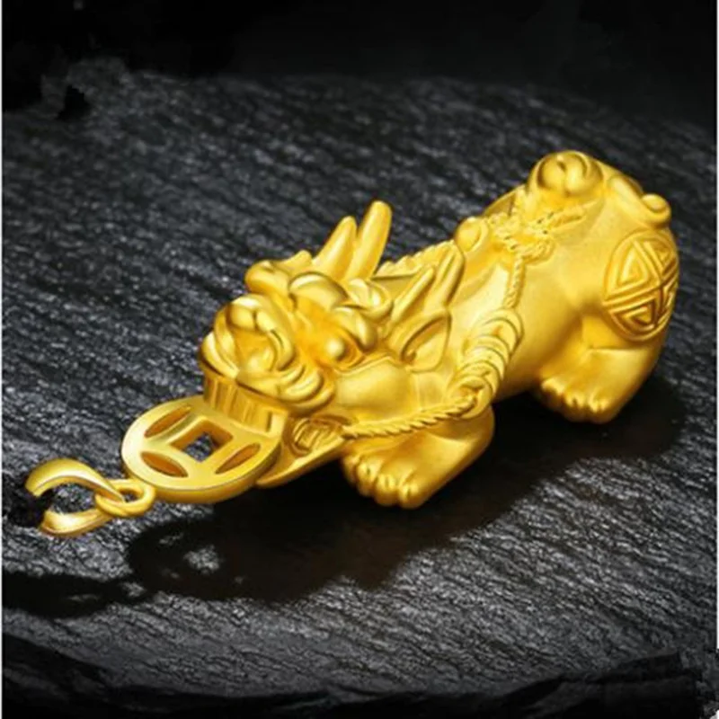 Hot Selling Natural Hand-carve Sand Gold Pixiu Necklace Pendant Fashion Jewelry Accessories Men Women Luck Gifts