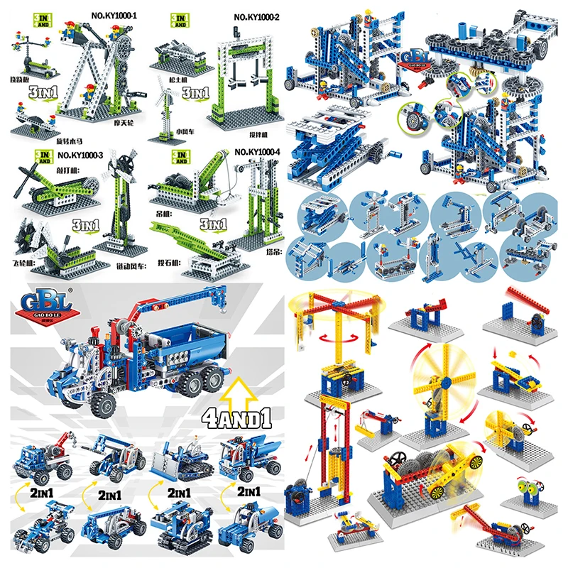 Parts 500 Gram Random Bulk Diy Mechanic Gears Truck Crane Building Blocks Physics Wheels Science Education Creative Engineering