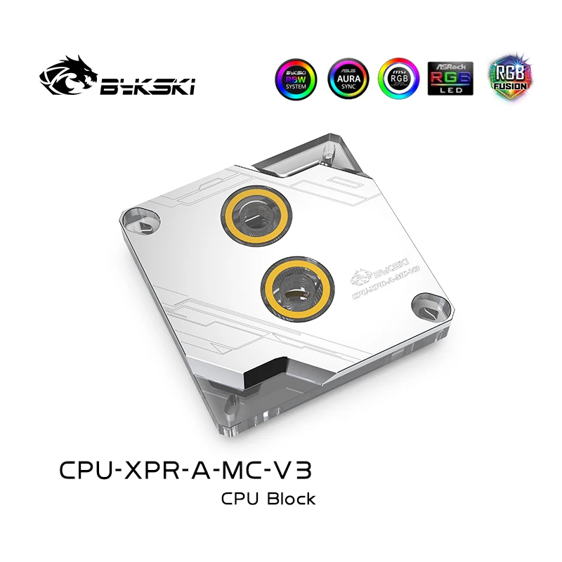 Bykski RBW RGB Led CPU Water Cooling Block Cooler for Intel 115x 1200 1700 Silver  CPU-XPR-A-MC-V3