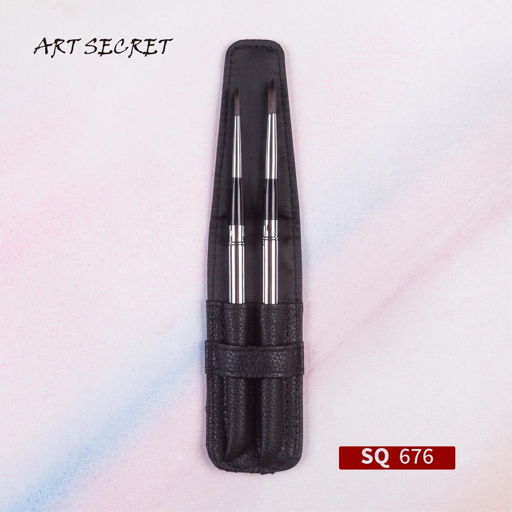 

Набор кистей для рисования Artsecret SQ676 2 шт./компл. R #1 & R #4 из беличьих волос с алюминиевым ободком, набор кистей для рисования с полиуретановым чехлом, ручка для путешествий