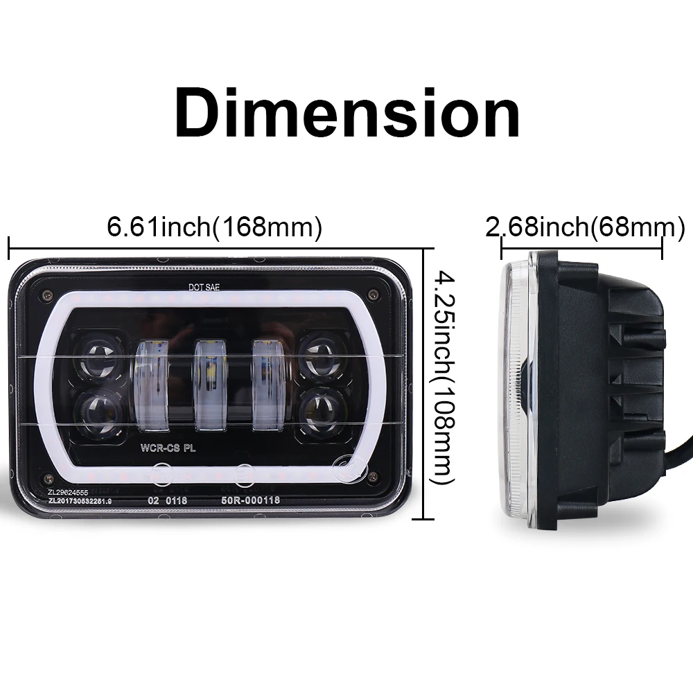POVTOR 1pcs LED Light Sealed Beam Headlamp with White DRL Yellow Turn Signal 4x6 Inch Motorcycle Headlight for-Suzuki DRZ
