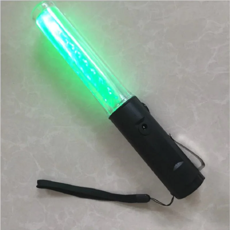 26cm Rechargeable LED Explosion Mutual Flash Red Shift Blue/Green Traffic Command Emergency Fluorescent Luminous Warning Baton