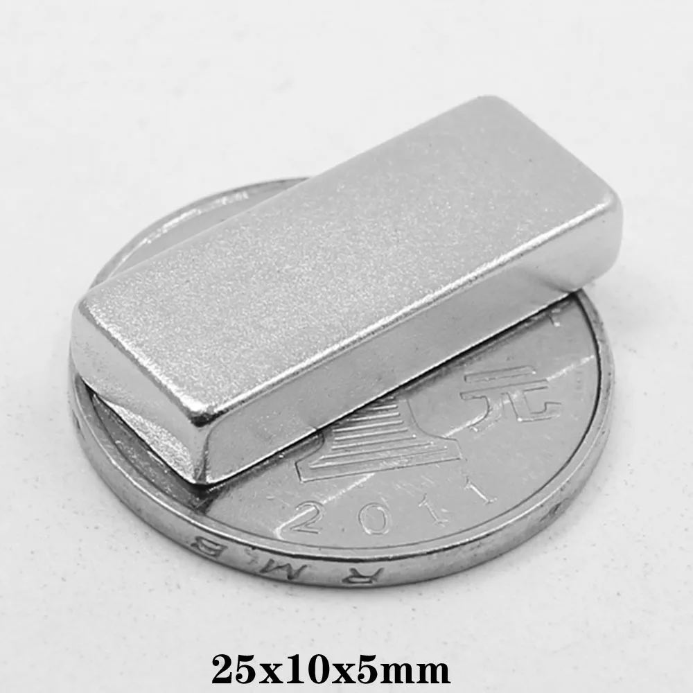 2/5/10/20/50pcs 25x10x5 Strong Neodymium Magnet Thickness 5mm Block Permanent Magnets 25x10x5mm Powerful Magnetic 25*10*5