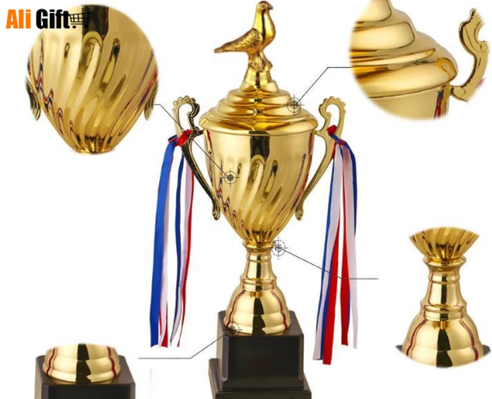 Hot Sale Sports Athletic Prize Award Trophy Cups Golden Plated Metal Cup Trophy Pigeon Sports Trophies Award Medals 28cm Height