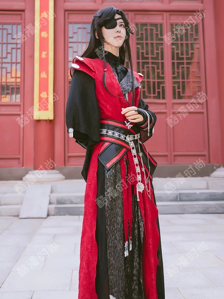 Anime Heaven Official\'s Bless Huacheng Cos Suits Blakc and Red Outfits Hanfu Full Set Tian Guan Ci Fu Cosplay Hua Cheng Costume