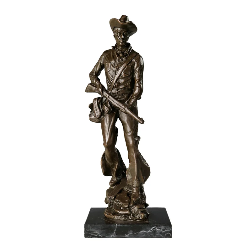 

Bronze West Cowboy with Gun Statue Man Sculpture Hot Casting Real Bronze Collectible Figurines Vintage Art Decor