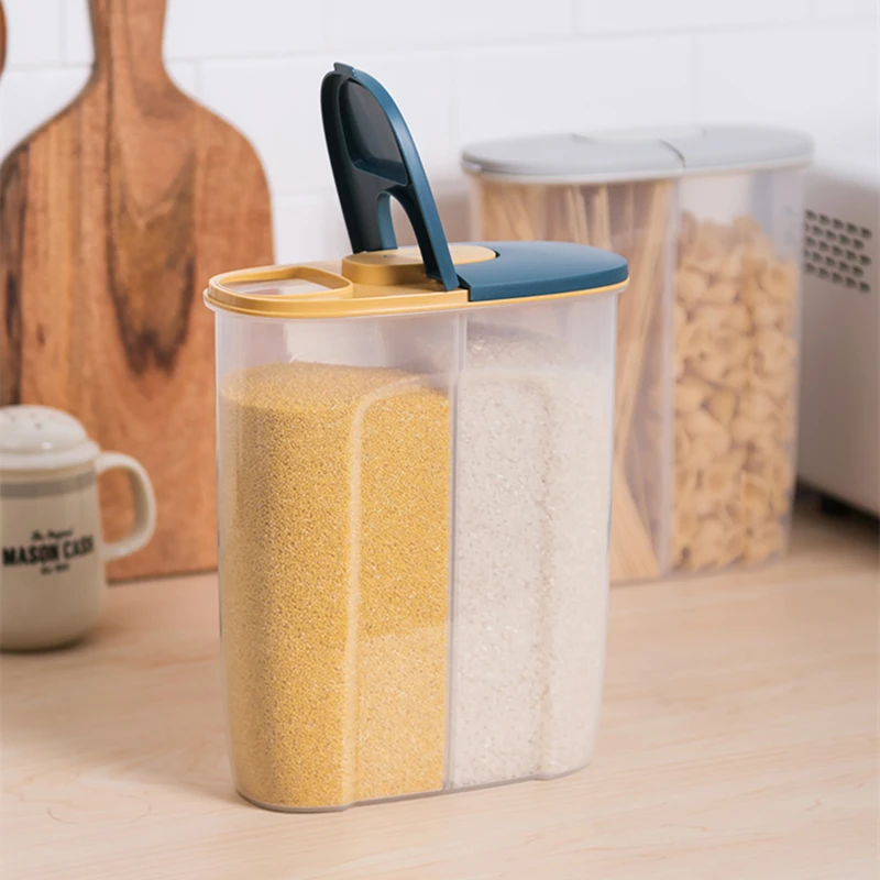 Household Plastic Storage Food Container Spice Organizer Cereals Jars Kitchen Sugar Bowl Groceries Pots Hermetic Box With Lid