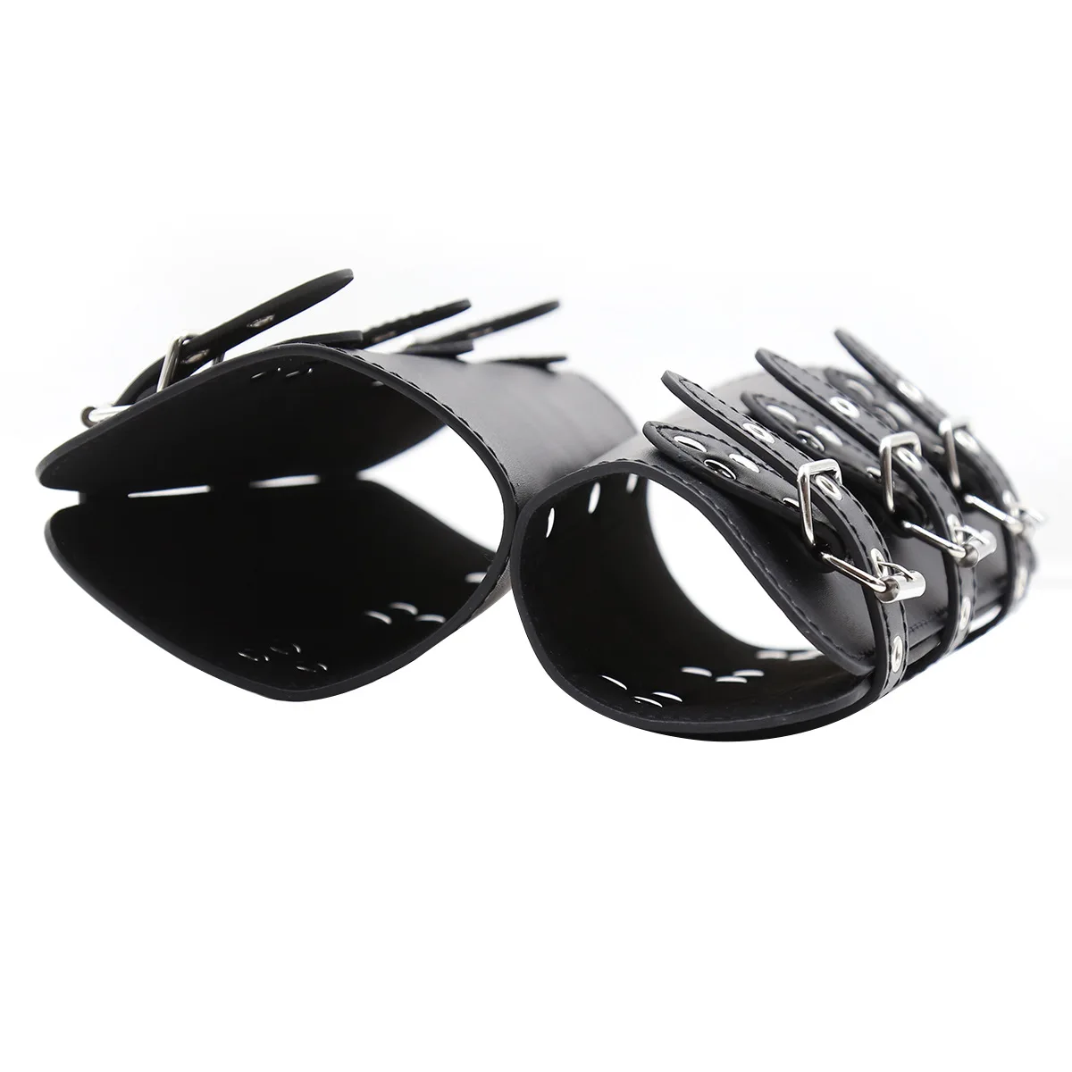 PU Leather Double Wrist Arm Binder Wristband Cuffs String Steampunk Bracers Cosplay Props BDSM Bondage Adult Game Sex Toys