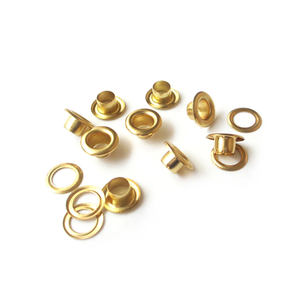 20pcs Gold Brass Eyelets With Washer 3/3.5/4/4.5/5/6/8/10/12/14/17mm Leathercraft Repair Grommet for Shoes Bag Clothing Belt Hat