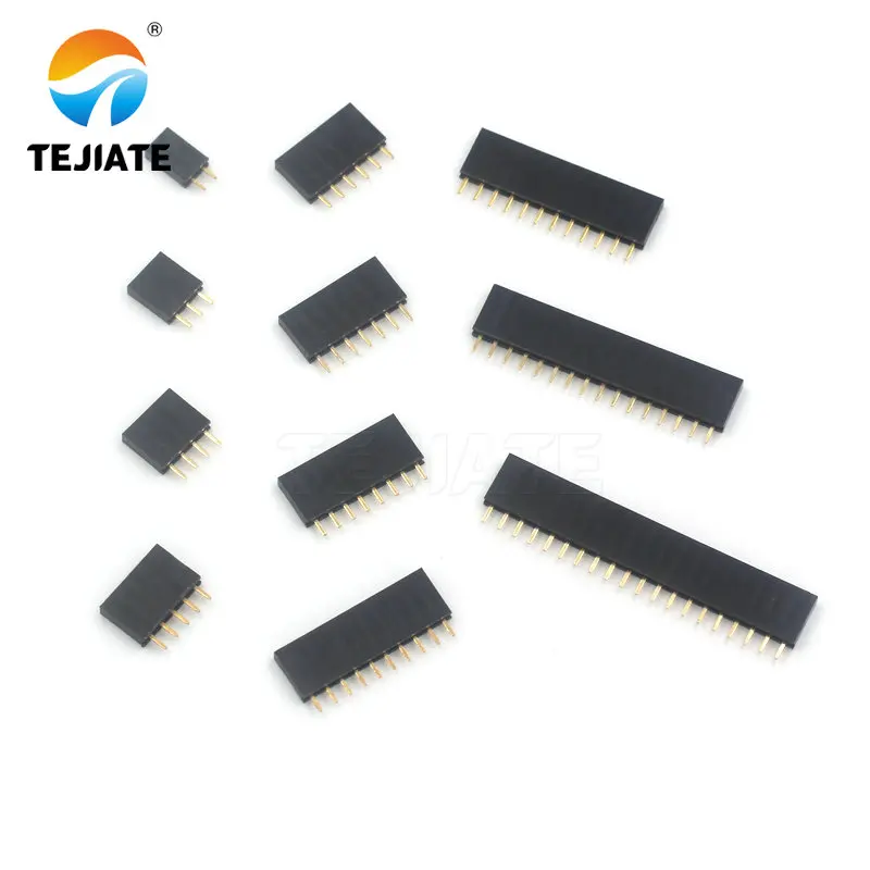 Single Row Female Header Row Female Base Pin Socket 1*2/3/4/5/6/7/8/10/12/16/20/40P Spacing 2.54MM Straight/Bent Pin