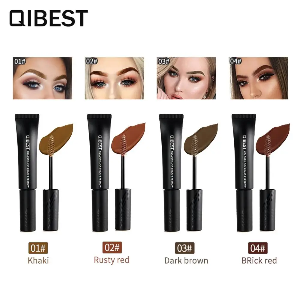 QIBEST 4-color مقاوم للماء طويلة الأمد الحاجب كريم المهنية غير يتلاشى العين تصفيف ماكياج المهنية ماكياج أداة