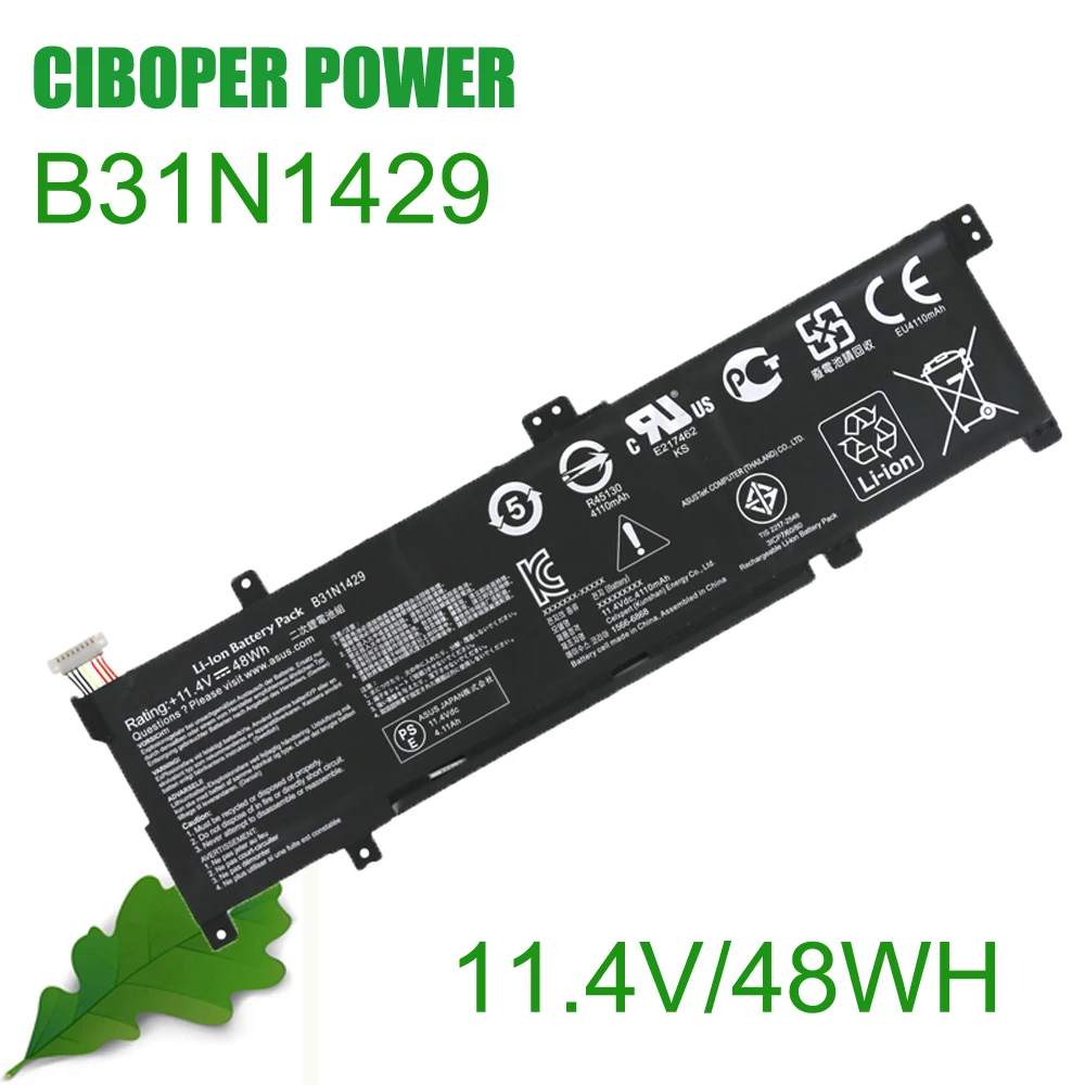 CP Laptop Battery B31N1429 11.4V 48WH For Vivobook A501L A501LX A501L A501LB5200 K501U K501UX K501UB K501UW K501LB K501LX K501L