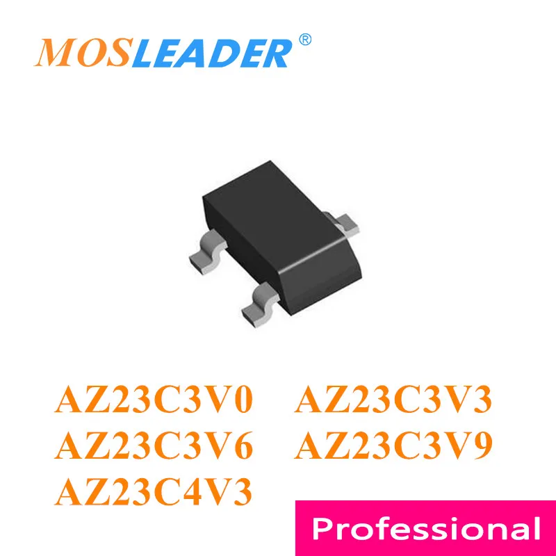 

Mosleader 3000pcs SOT23 AZ23C3V0 3V AZ23C3V3 3.3V AZ23C3V6 3.6V AZ23C3V9 3.9V AZ23C4V3 4.3V Dual zener Chinese High quality