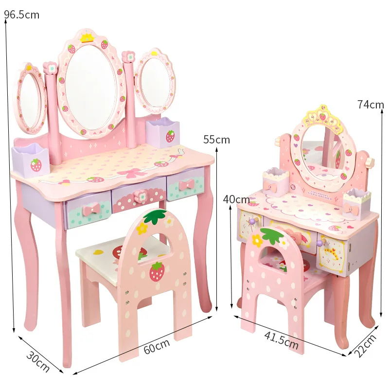 73cm From Spain  Fast shipping Simulation Wooden Pretend Play set toys with Chair Girl Dressing Table Play holiday Birthday gift