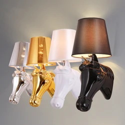 European Style Horse Lamp Wall Light Sconces Creative Home Deco Beside Lamp Living Room Lighting Fixtures Foyer Hotel Wall Light