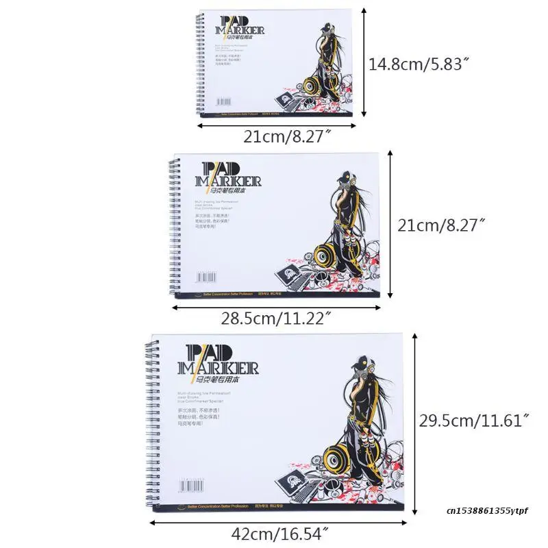 34 листа A3/A4/A5 профессиональная маркерная бумага спиральная эскизная фотобумага принадлежности для рисования