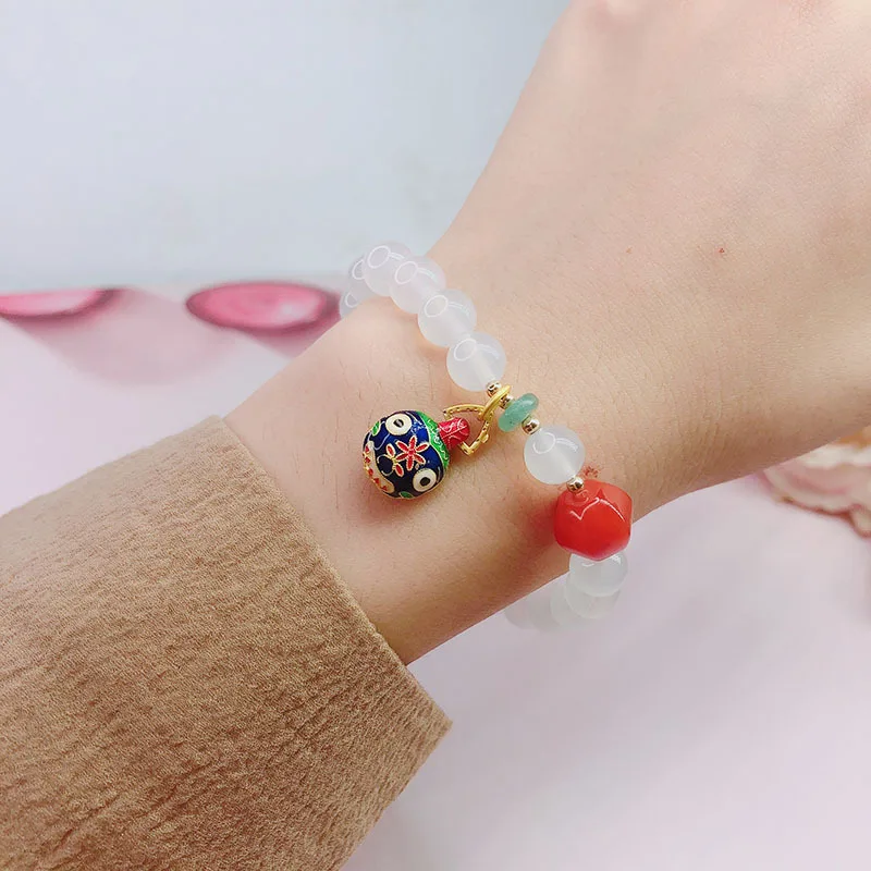 

Ethnic Animal Cloisonne Pendant Red Agate Beaded Strand Bracelets&Bangles for Women Female Fine Jewelry Birthday Gifts YBR521