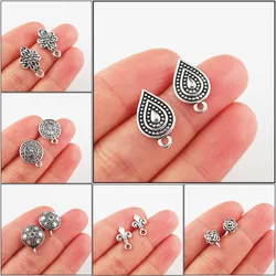 Fashion New Round Findings Flower Wire Earrings Hooks Connectors Tibetan Silver Plated HCJBAB