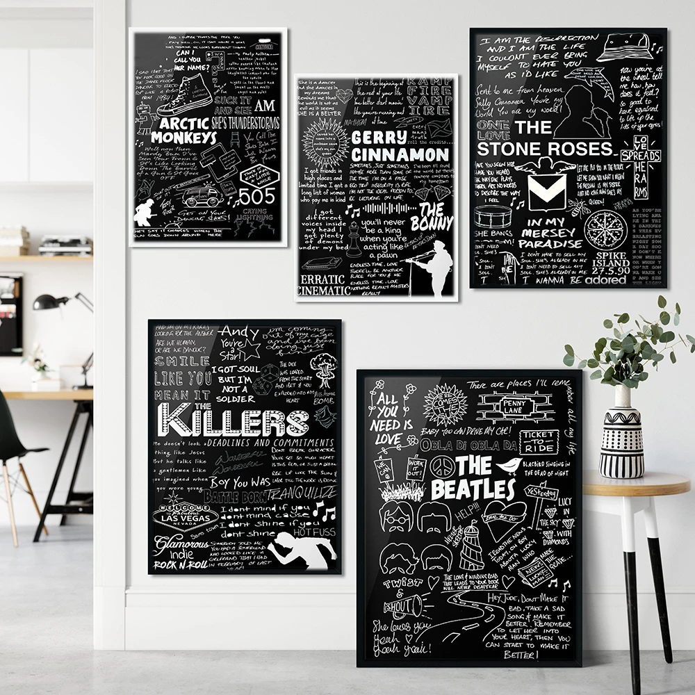 Pop Band Lyrical Album Song Graffiti Sketch Poster Rock Music Prints Arctic Monkey Band Pop Canvas Painting Picture Home Decor