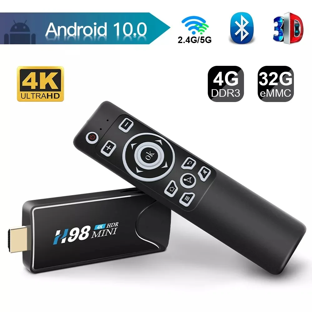 Newest KimTin Quad core MK809IV Mini PC TV Dongle 2GB DDR3 16GB ROM Android 10.0 Bluetooth 2.4G 5.8G Wifi 4k H.265 Google TV BOX