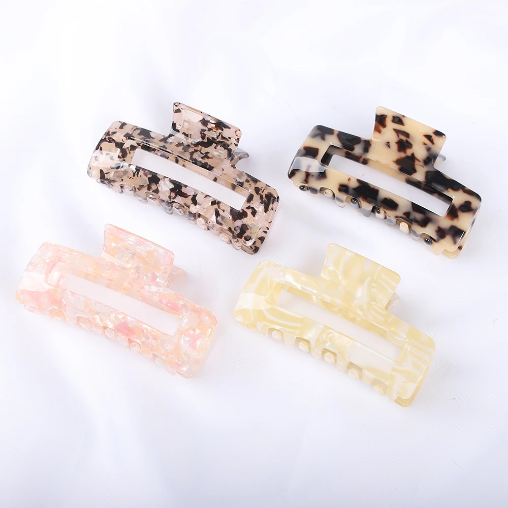 Acetate Tortoiseshell Big Hair Claw Clips Women Girls Acrylic 8CM Geometric Hollow Crab Barrettes Hair Clamps Hair Accessories