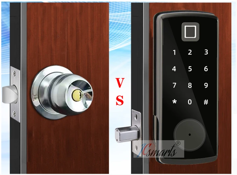 ttlock app wireless bluetooth fingerprint password door lock smart phone control suitable for home office school hotel