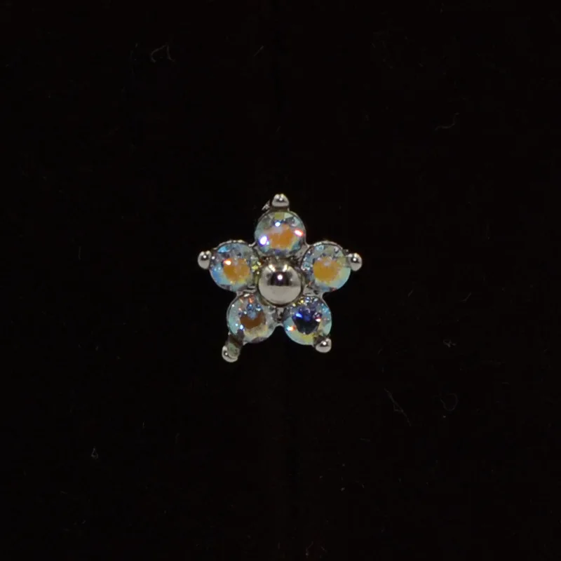 1Pc G23 Titanium 6/8mm Labret Monroe Lip Stud Piercing Jewelry Prong Setting Zircon Opal Ear Helix Tragus Cartilage Stud Earring