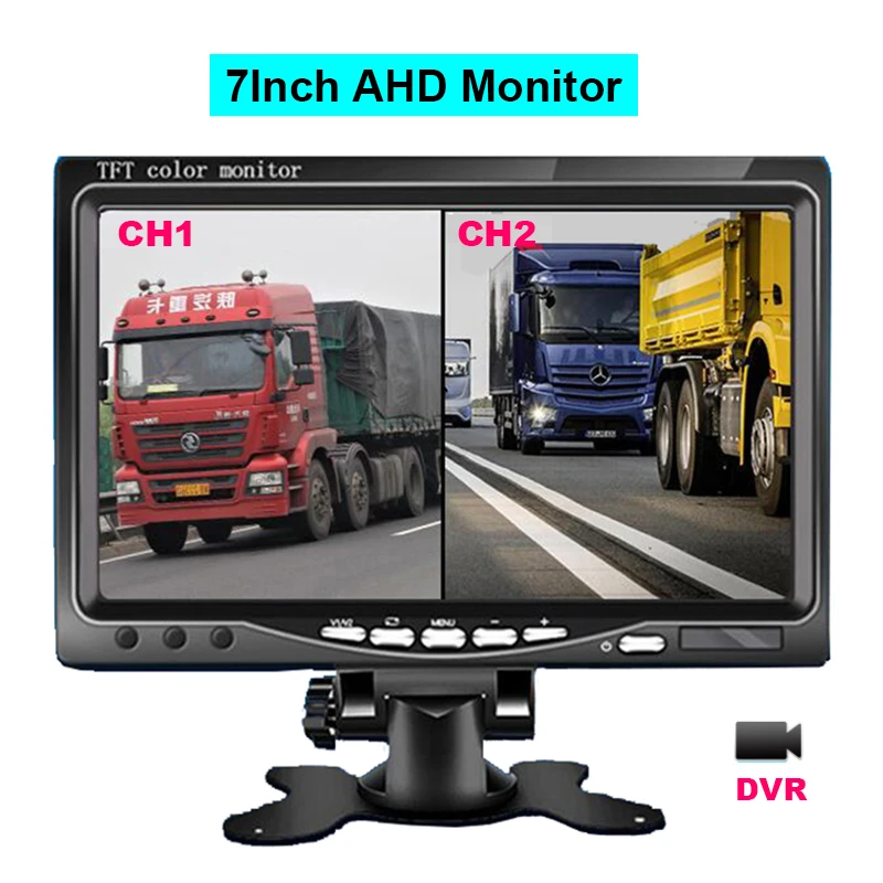 

1920*1080 Recording DVR 2 Truck Backup Camera AHD Night Vision with 7" Vehicle Rear View Monitor Support SD Card 64G maximum