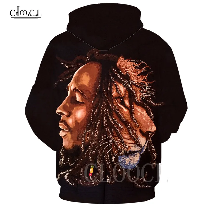 CLOOCL Reggae Creator Bob Marley Lion Hoodie 3D Printed Sweatshirts Hoodies Men Women Fashion Casual Black Tops Streetwear