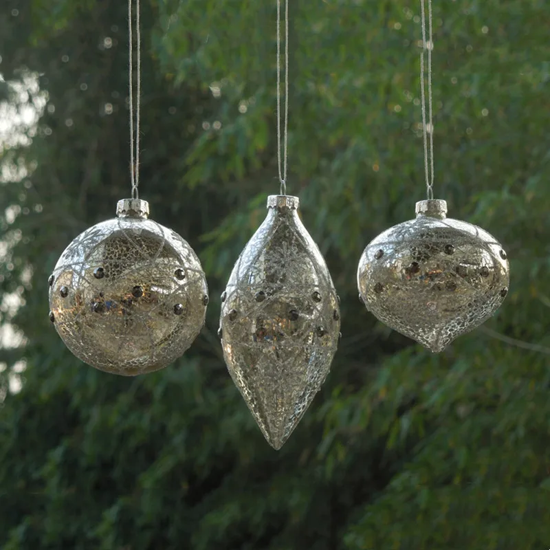 

12pcs/pack Different Shapes Small Size Glass Pendant Christmas Day Decoration Wedding Prop Hanging Ornament