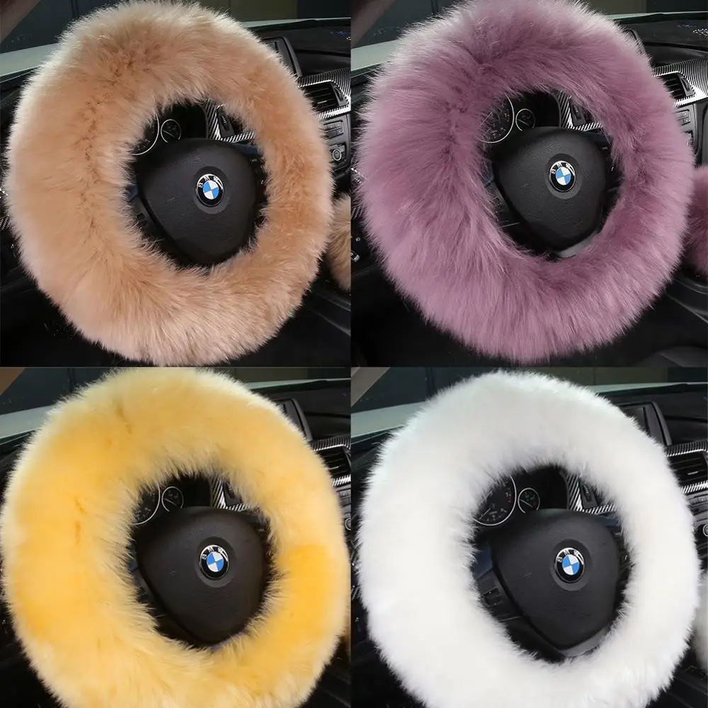 Classic Fur Long Wool Shrink Car Styling steering wheel covers for Australian Merino Fluffy Sheepskin Color automobile parts