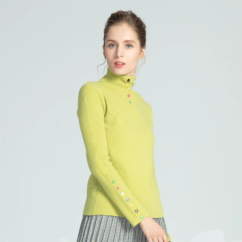 Marwin Neue-Kommende Winter Solide Regenbogen Taste High Street Stil Rollkragen Frauen Pullover Weichen Warme Weibliche Gestrickte Pullover