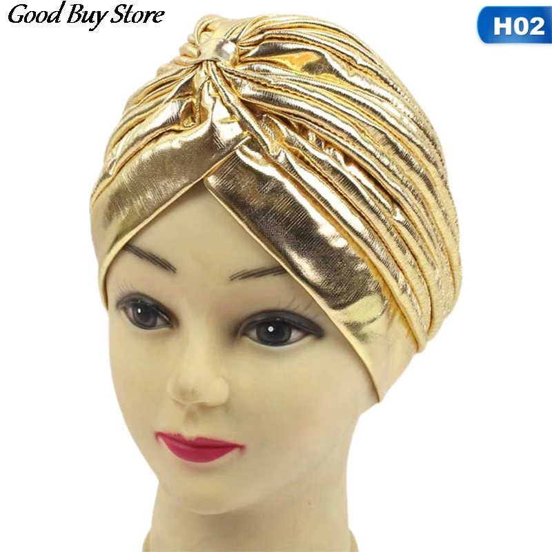 Indian Headwear Turban Caps African Muslim Hijab Head Wrap Fashion Headscarf Gold Silver Leopard Women Headband Hat Bonnet New