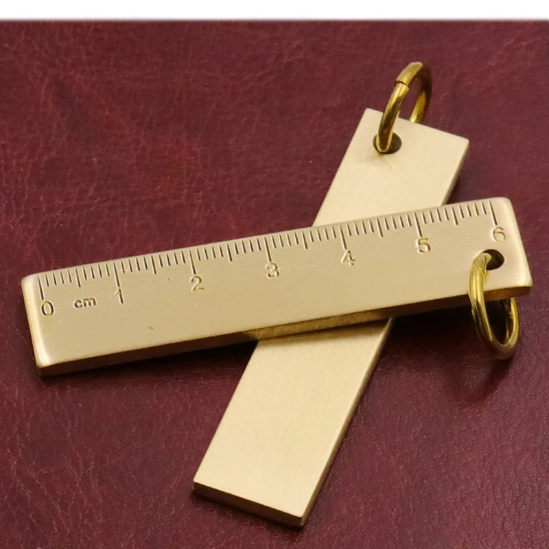 두꺼운 황동 금속 눈금자, 구리 키 펜던트, 번호판, 도면 용품, 미니 눈금자, 6cm, 3mm