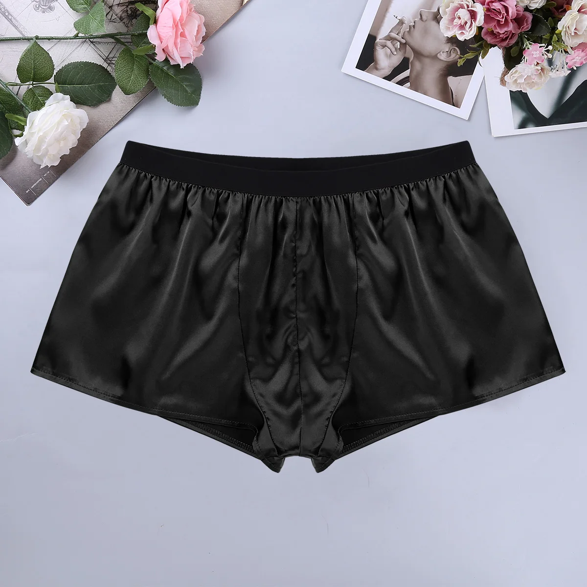 Mens Sexy Satin Boxer Briefs  Breathable Sissy Lingerie Shorts Panties Swim Underpants