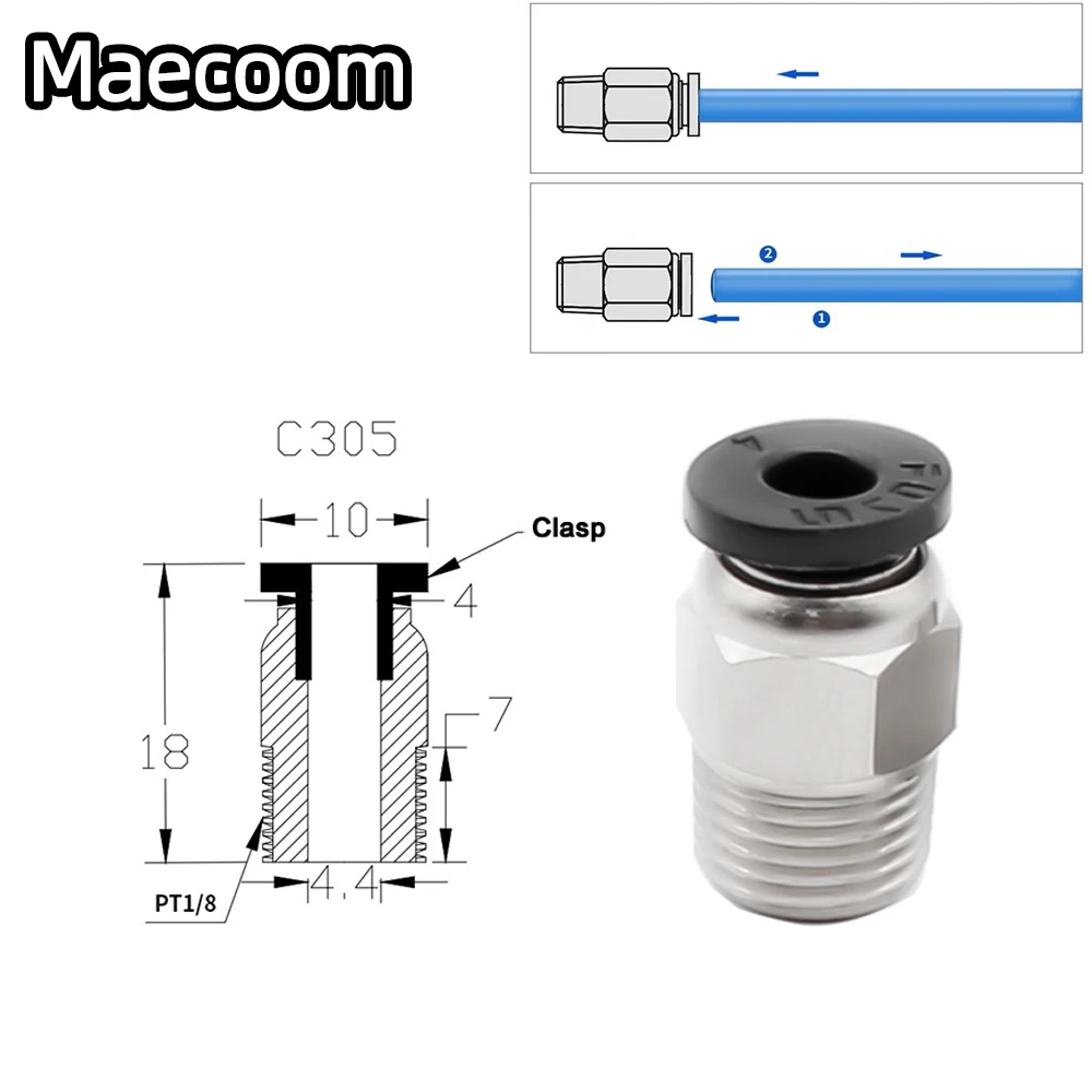 10/20pcs Pneumatic Connectors For 3D Printers Parts bowden Quick Jointer coupler 1.75/3mm Pipe pc4 m6 m10 fittings PTFE Tube 2/4