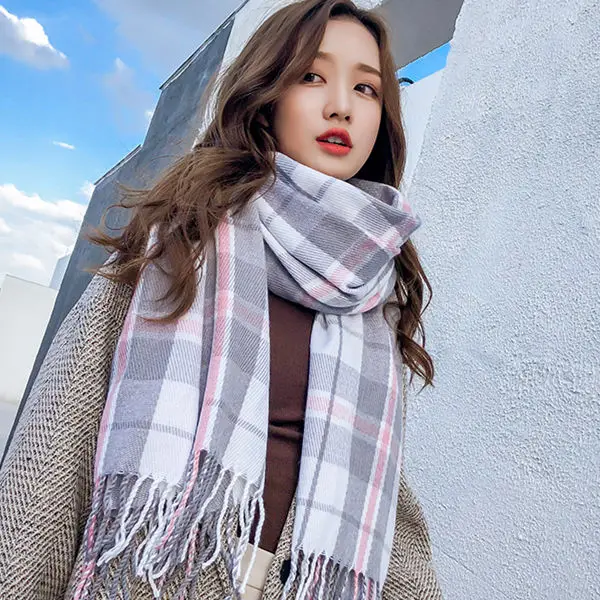 Scarf Female Winter Korean version of student day department plaid thick shawl dual versatile super long warm scarf autumn winte