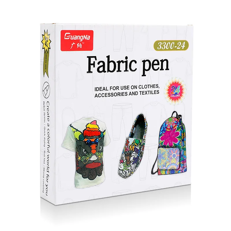 

12/24 Color Fabric Marker Pen Pigment Waterproof for Cloth Shoes T-Shirt Clothing DIY Creation