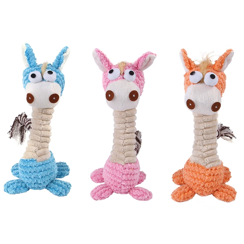 Plush Animal Giraffe Shape Dog Toys Soft Funny Squeak Sound Toy for dogs Molar Dog Chew Toy Dog Training Pet Products