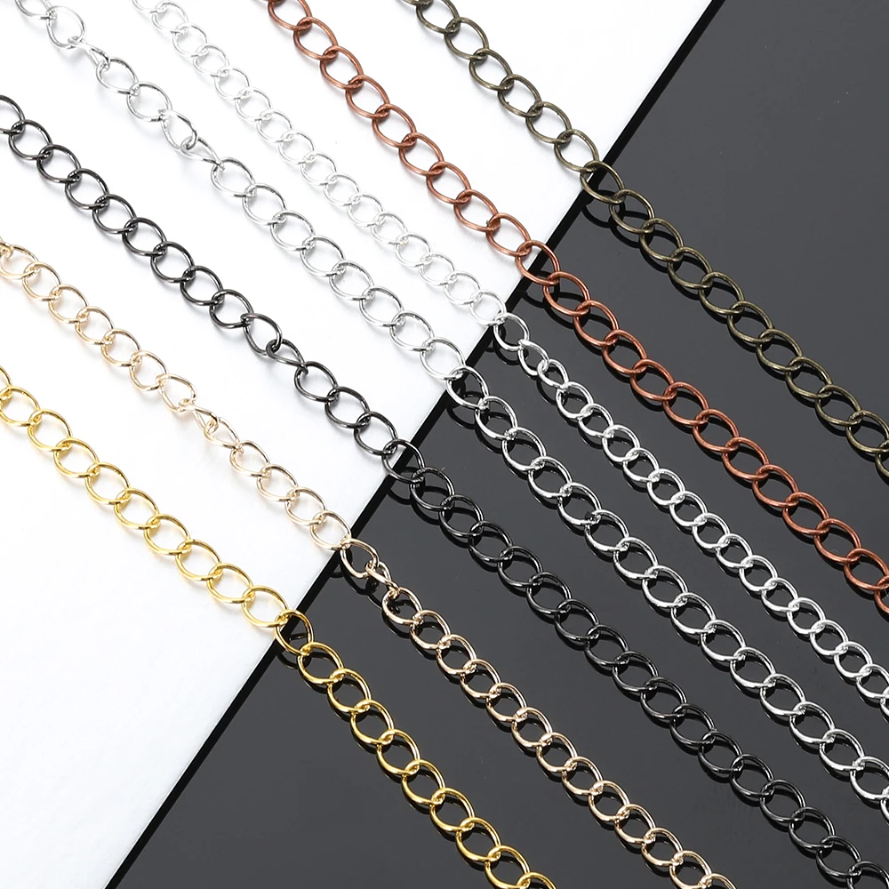 5meter/lot Necklace Bracelet Chain 2.5-4mm Gold Silver Bronze Color Metal Link Chain for DIY Jewelry Making Accessories Supplies